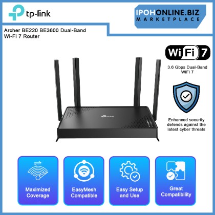 TP-LINK Archer BE220 BE3600 Dual-Band Wi-Fi 7 Router TP-LINK Archer BE220 BE3600 Dual-Band Wi-Fi 7 Router